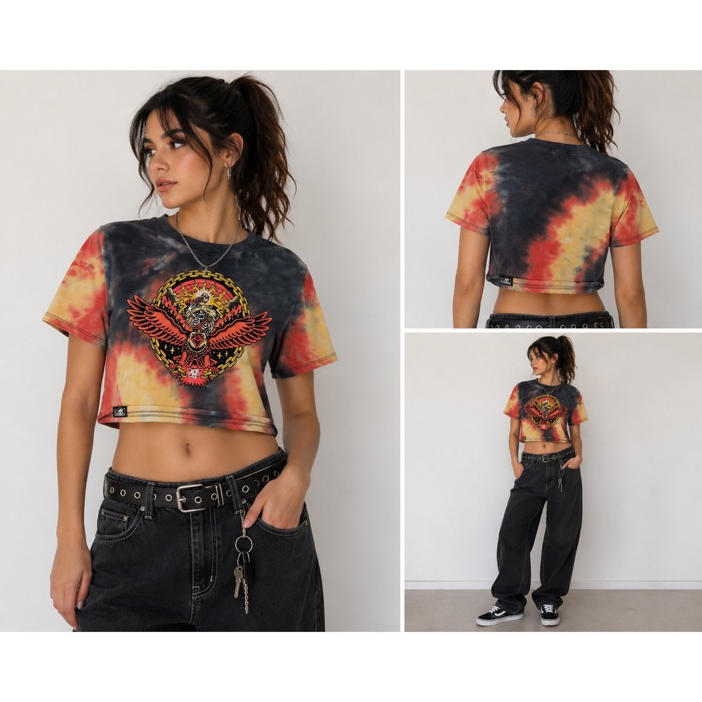 Lurking Class Sketchy Tank Tie Dye Crop Top Eagle Graphic Tee XS